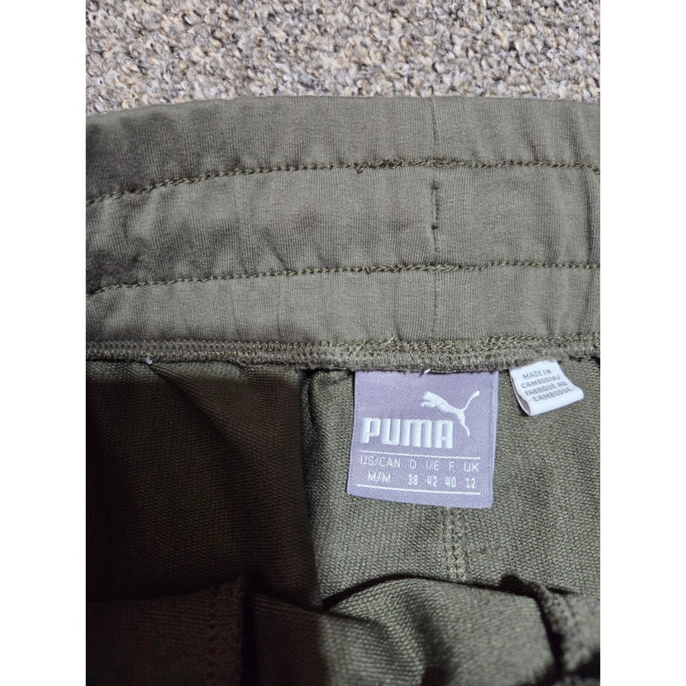 Puma Athletic Pants Mens M Olive Green Branded Cuff Joggers Fitness Sporty - Picture 2 of 5